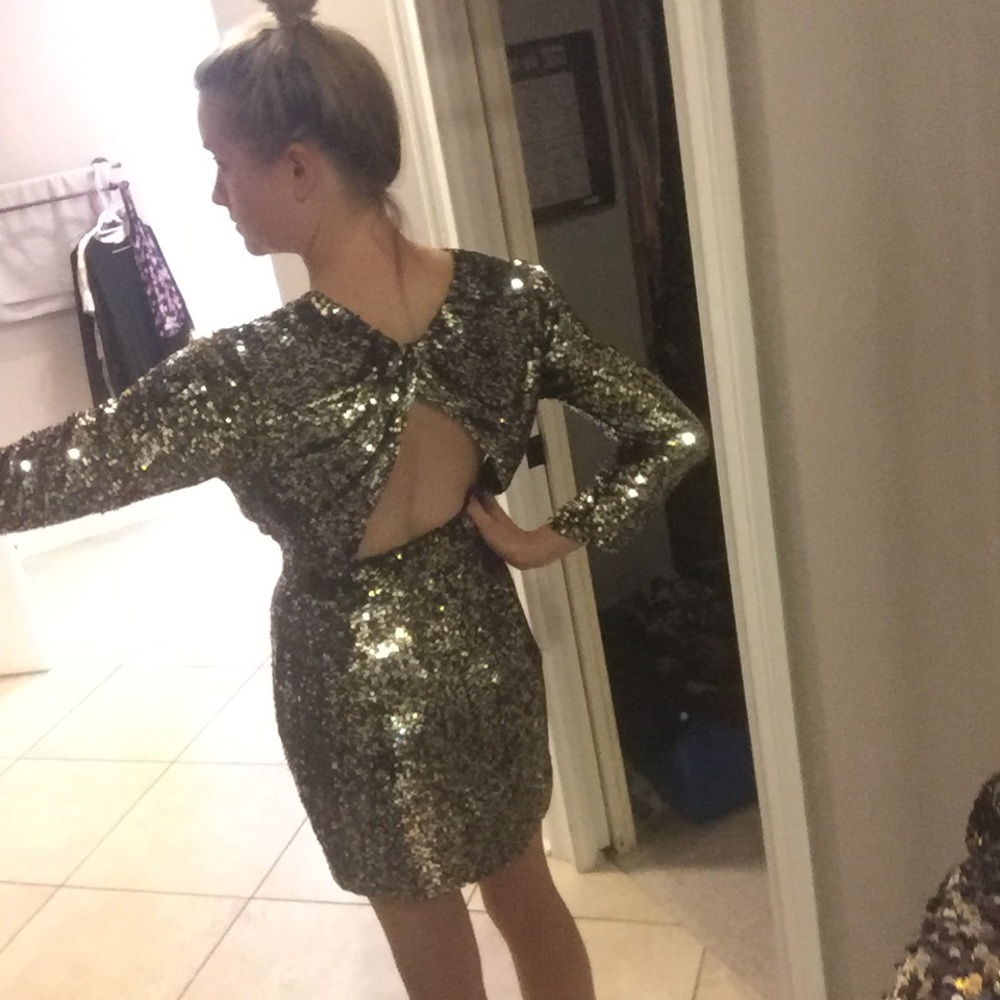 Parker Gold and Black Sequin Dress XS - Picture 5 of 8